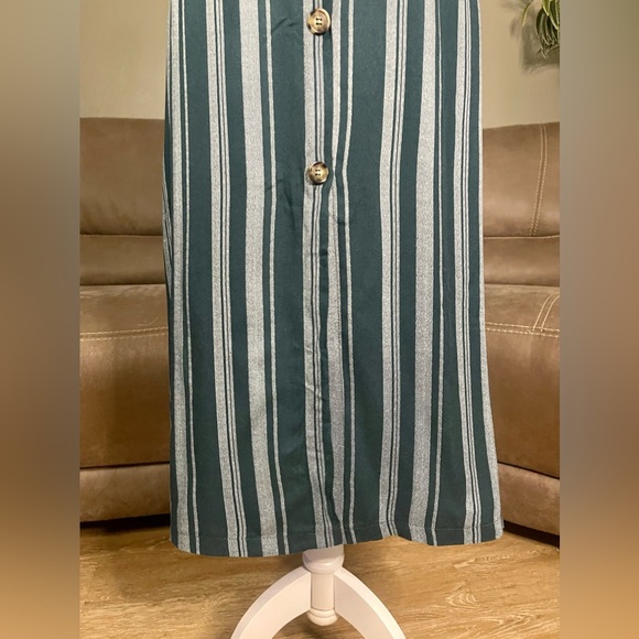 Charlotte Russe Never Worn Green White Striped Sun Dress Sz L Large - Picture 4 of 16